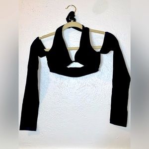 ASOS DESIGN Black Cold Shoulder Halter Top